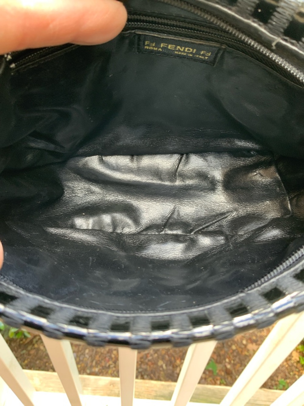 Fendi Rare Black VTG Leather Zippered Clutch with Logo Patch, COA and dust bag - Picture 12 of 16